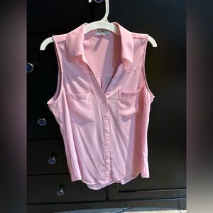 Express Light Pink Sleeveless Button Down Shirt
